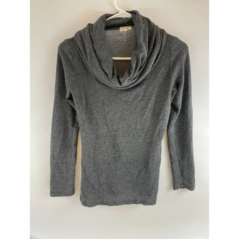 Maison Jules Sweater Women's Size Small Gray Heather Cowl Neck Pullover Stretch